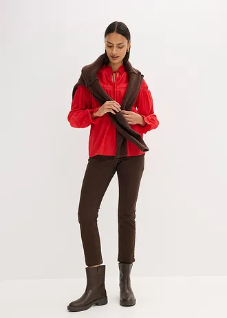 Twill broek van elastische katoenmix, Kleur: donkerbruin washed