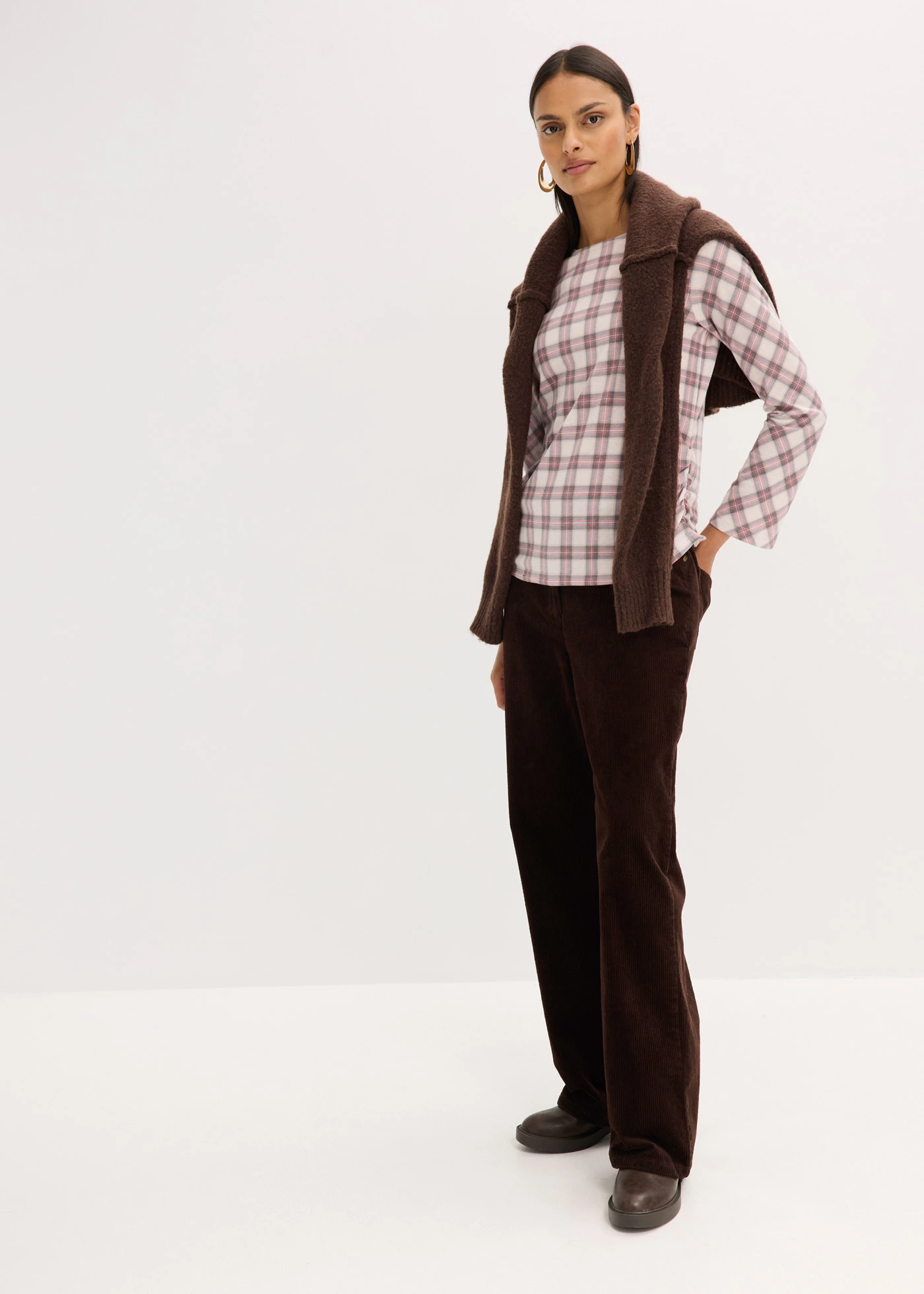 Tričko s dlouhým rukávem • šedá kostka • bonprix obchod