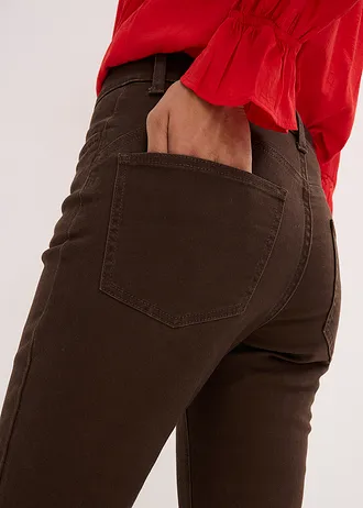 Pantaloni din twill, din amestec elastic cu bumbac • maro închis prespălat • magazin bonprix