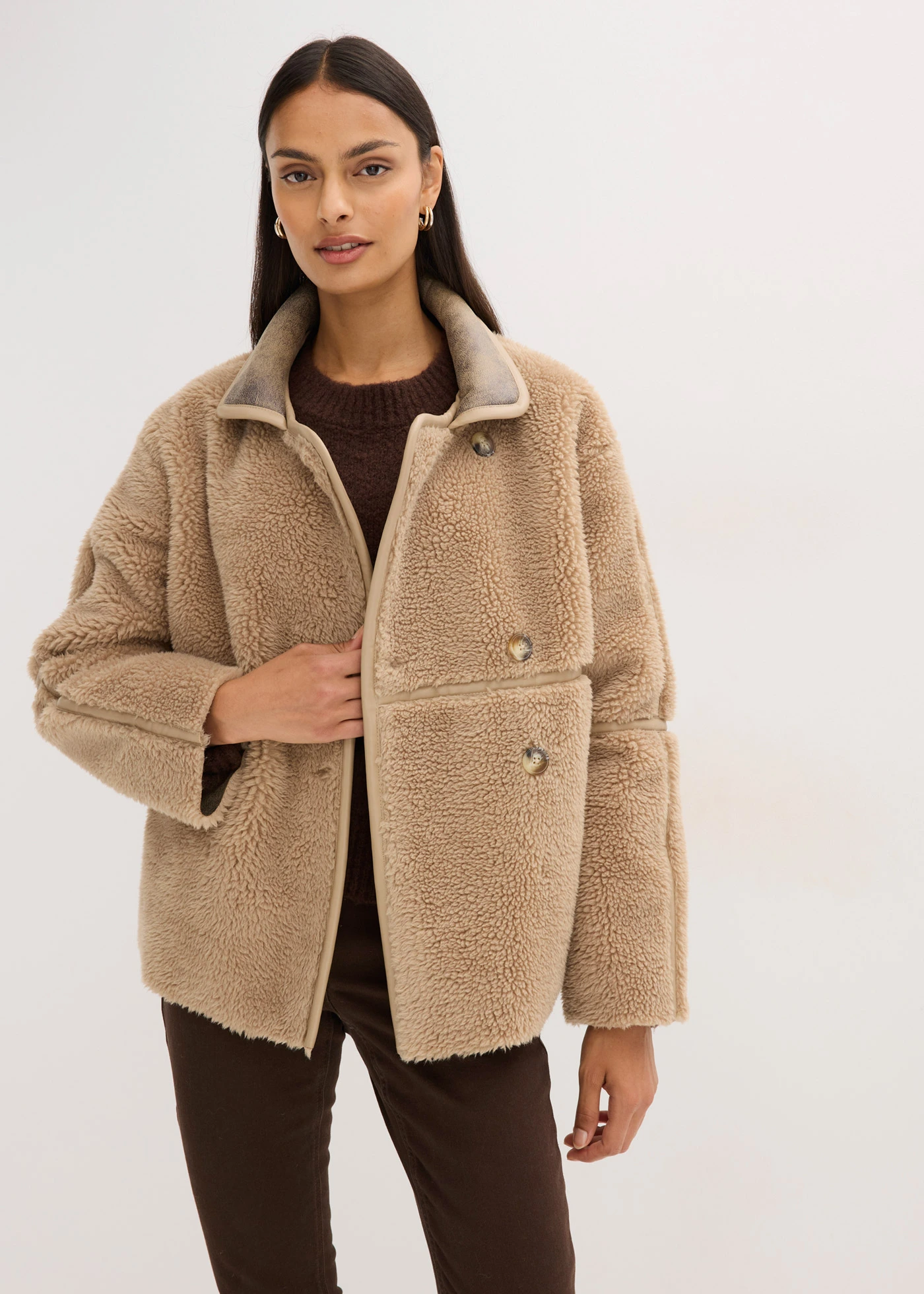 Bunda Teddy • svetlá khaki • obchod bonprix