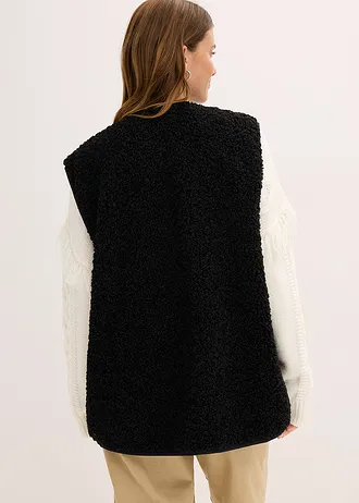 Vesta z medvídkového flísu • černá • bonprix obchod