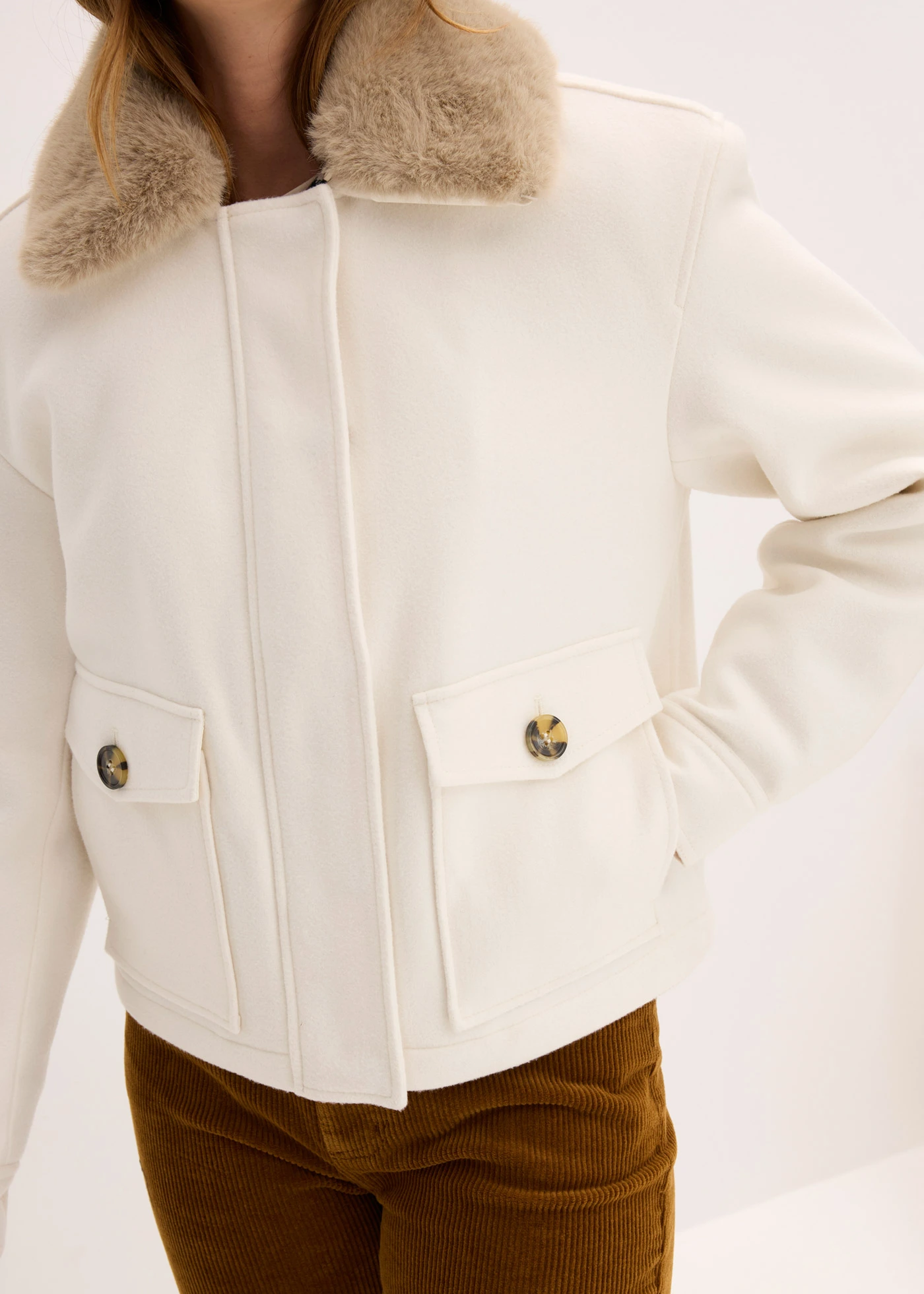 Zimní bunda s vlněným vzhledem • perlově bílá • bonprix obchod