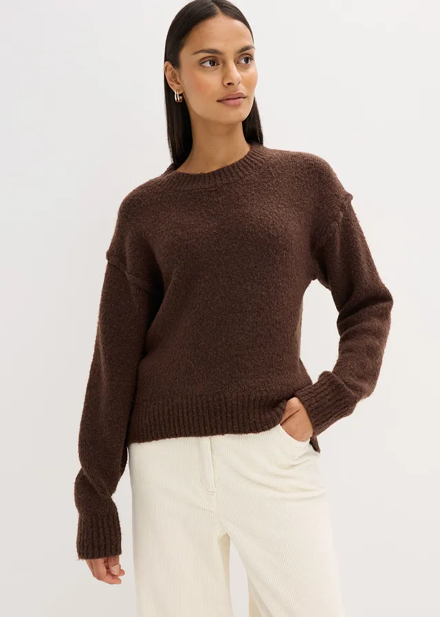 Oversized trui • donkerbruin gemêleerd • product-page.page-title-suffix