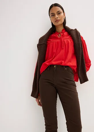 Pantaloni din twill, din amestec elastic cu bumbac • maro închis prespălat • magazin bonprix