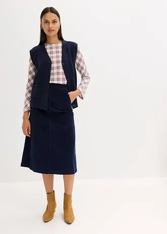 Corduroy midirok, Kleur: inktblauw