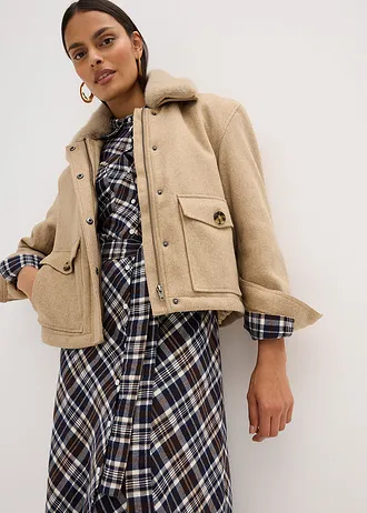 Košilové šaty z měkkého flanelu • tmavě hnědá kostka • bonprix obchod