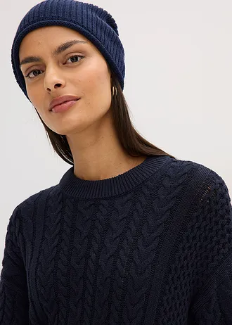 Pletené šaty s copánkovým vzorem • inkoustově modrá • bonprix obchod