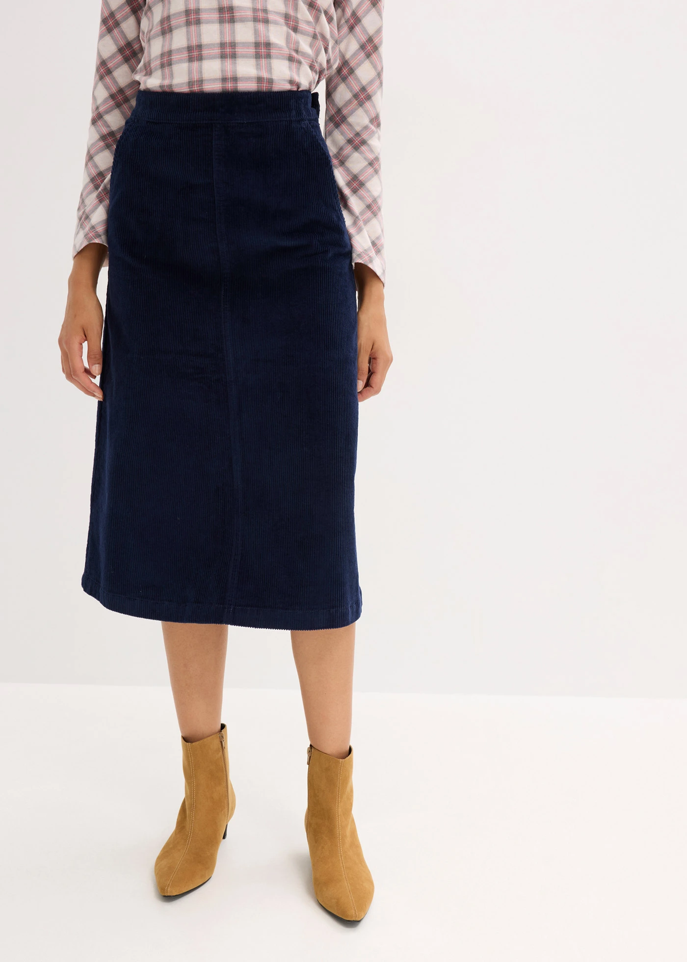 Corduroy midirok • inktblauw • bonprix online shop