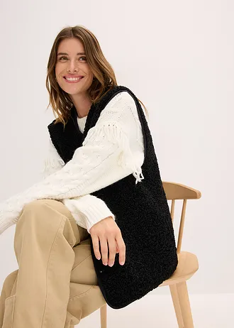 Vesta z medvídkového flísu • černá • bonprix obchod