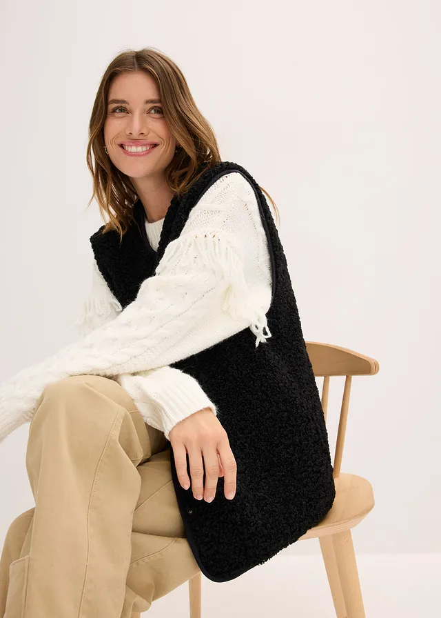 Vesta z medvídkového flísu černá