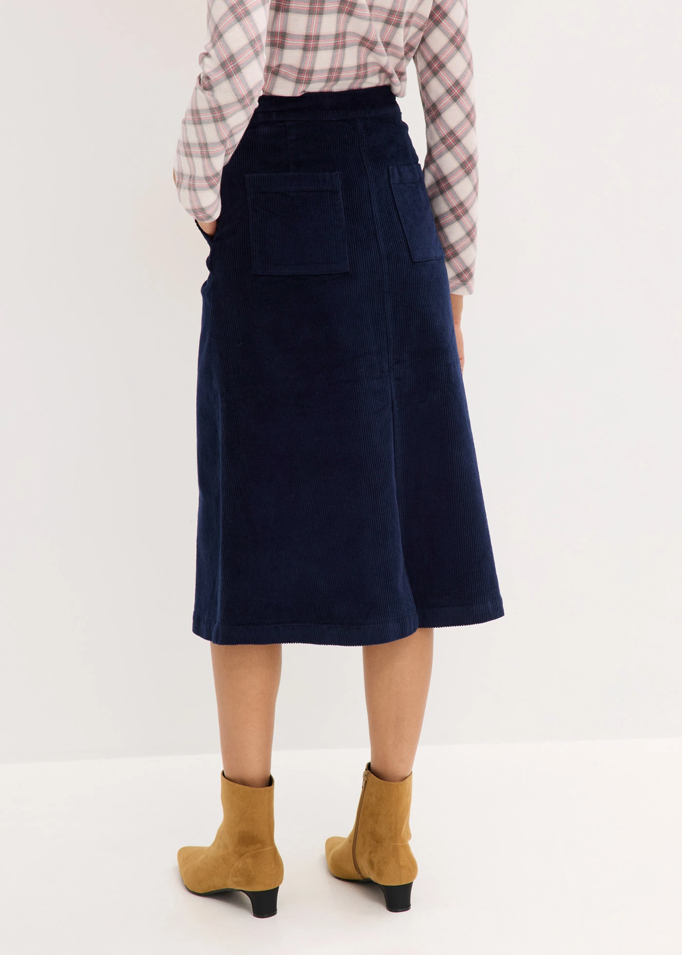 Corduroy midirok • inktblauw • bonprix online shop