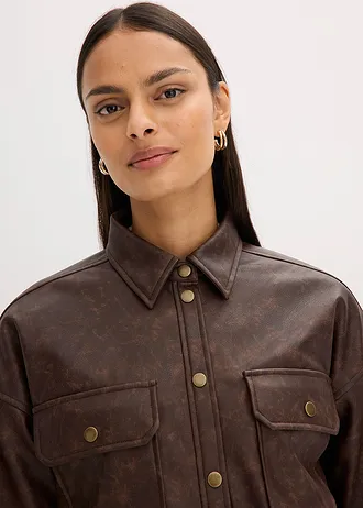 Ing bőrutánzatból, használt hatásban • sötétbarna, használt hatású • bonprix áruház