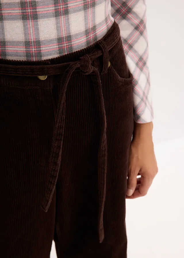 Pantalon large en velours côtelé avec ceinture à nouer • marron foncé • product-page.page-title-suffix