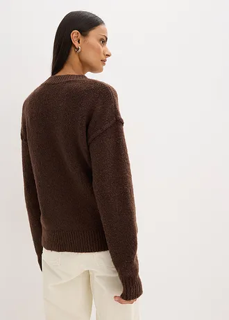 Oversized trui, Kleur: donkerbruin gemêleerd