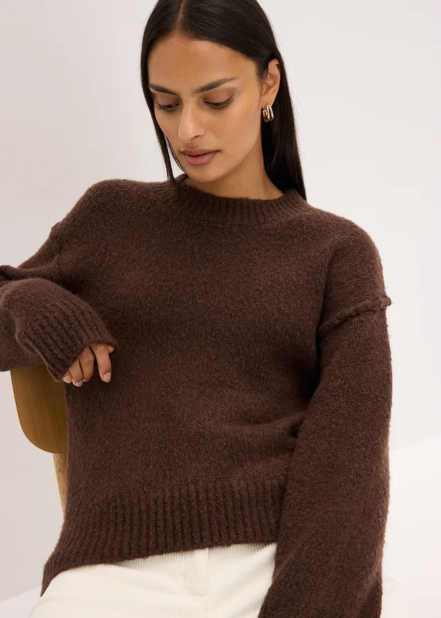 Oversized trui • donkerbruin gemêleerd • product-page.page-title-suffix