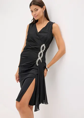 Robe en jersey avec une application en strass • noir • Boutique bonprix