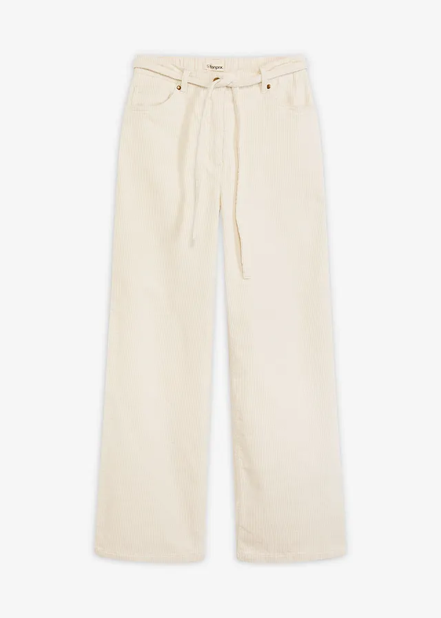 Wijde corduroy broek met strikkoord