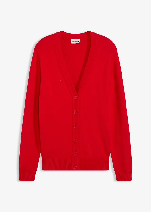 Gilet long en maille douce • rouge lave • Boutique bonprix