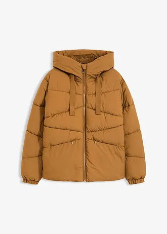 Waterafstotende gewatteerde jas, Kleur: cognac