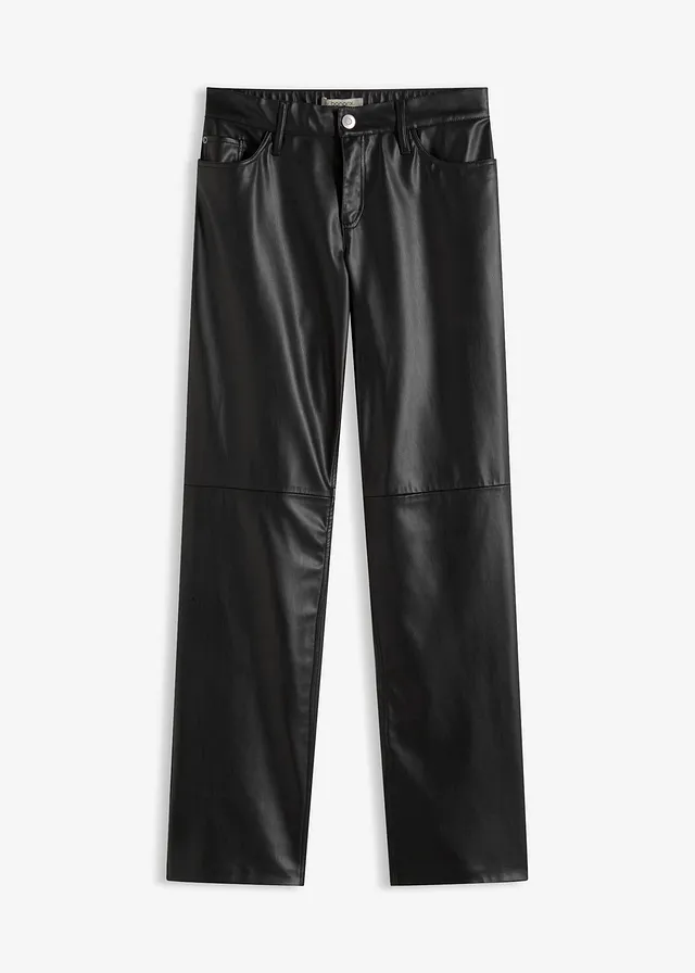 Pantaloni din imitație de piele cu talie comodă