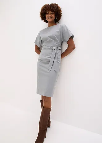 Pouzdrové šaty s křidélkovými rukávky • šedý melír • bonprix obchod