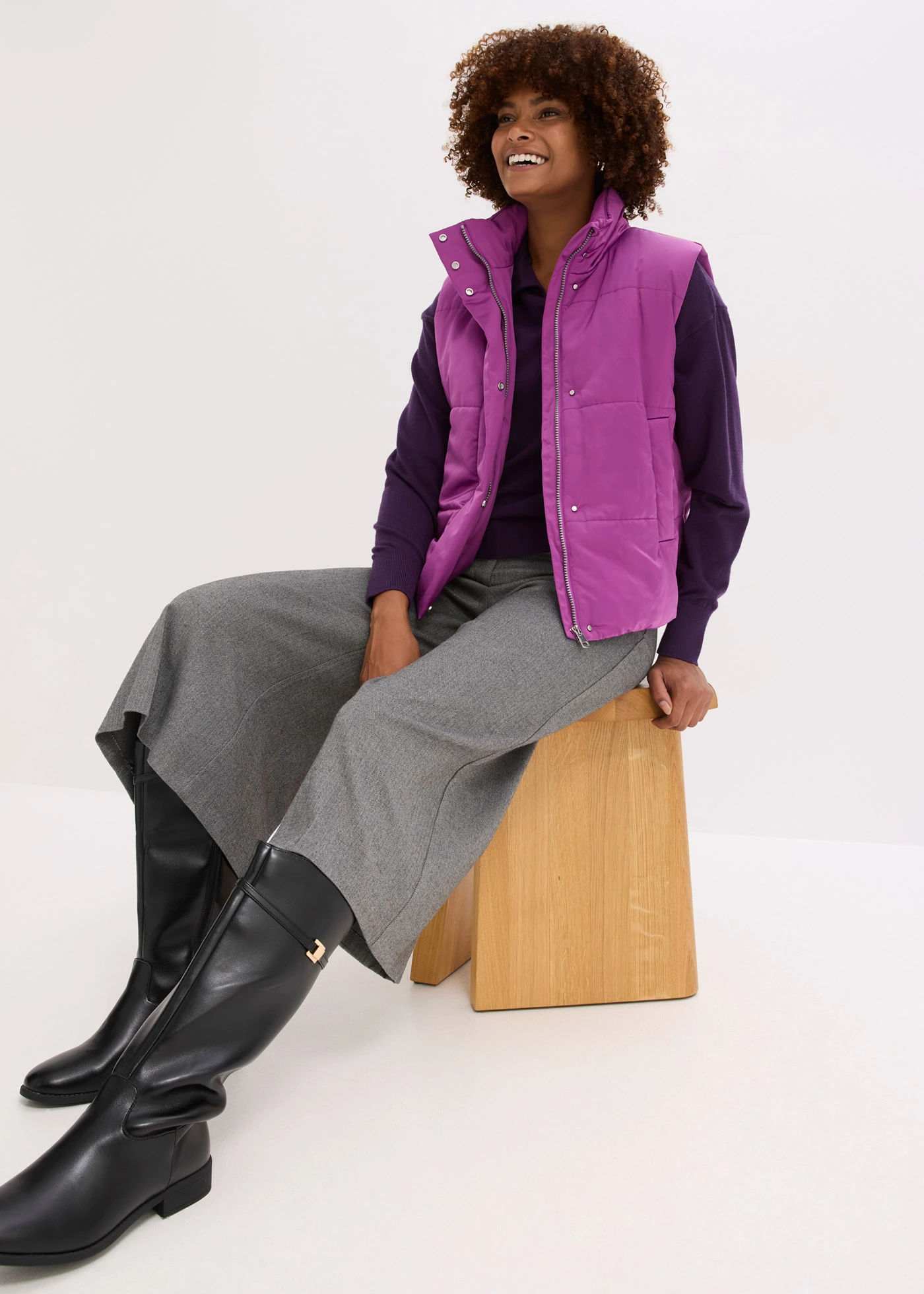 Prošívaná vesta s mírným leskem • pivoňková • bonprix obchod