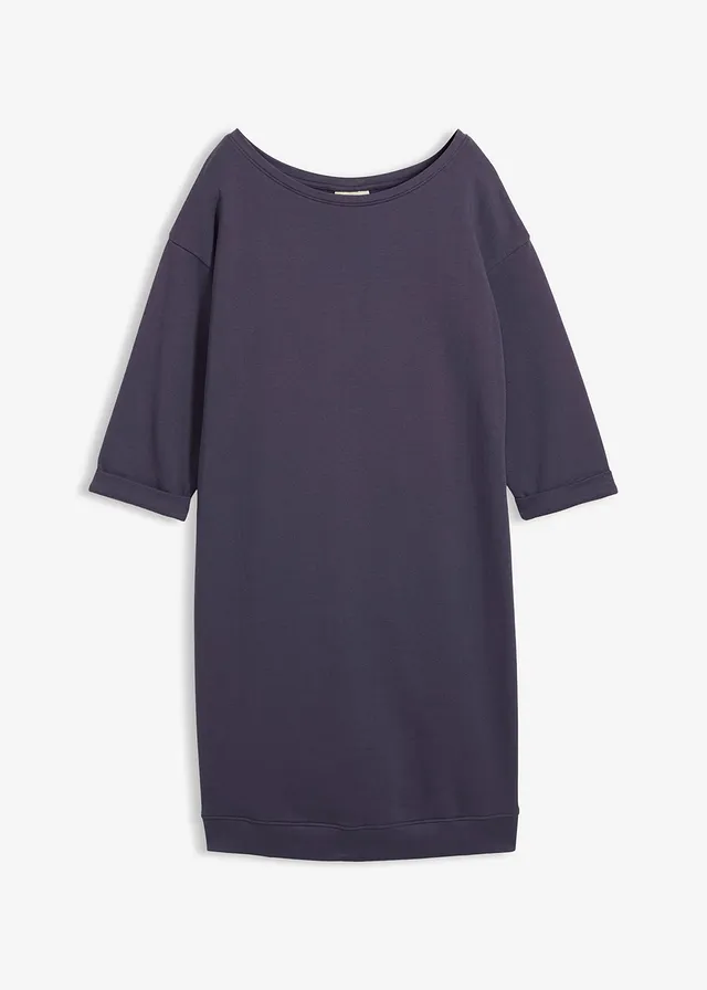 Robe sweat manches 3/4, intérieur gratté doux, Couleur: myrtille