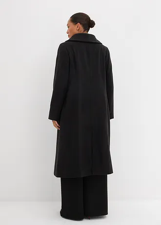 Płaszcz z imitacji wełny, kolor: czarny