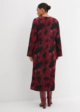 Saténové midi šaty, barva: javorově červená