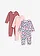 Baby pyjama onesie (set van 3), Kleur: soft bessen+flamingopink+roze poudre