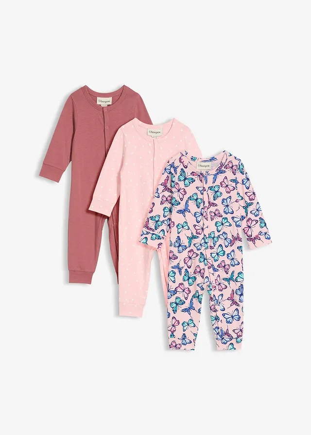 Lot de 3 combinaisons bébé 100% coton