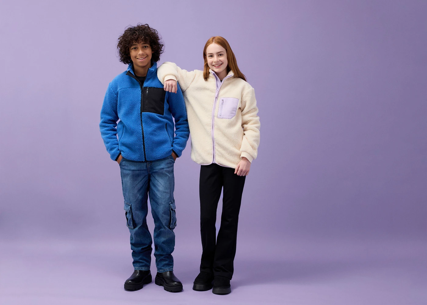 Bunda z medvídkového flísu • modro-černá • bonprix obchod