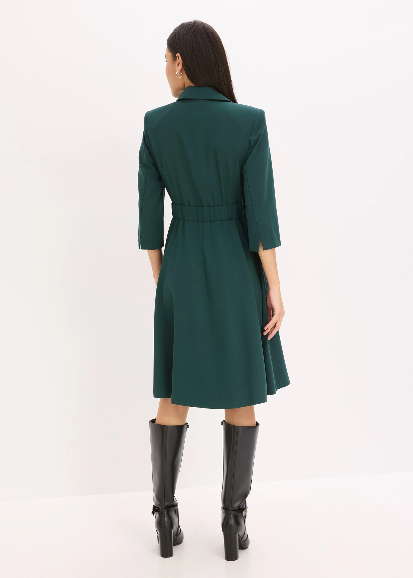 Sukienka żakietowa z rozrzerzanym dołem • głęboki zielony • sklep bonprix