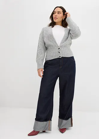 Baggy jeans mid waist, Kleur: zwart denim