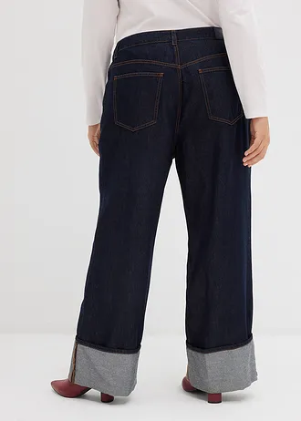 Baggy jeans mid waist, Kleur: zwart denim