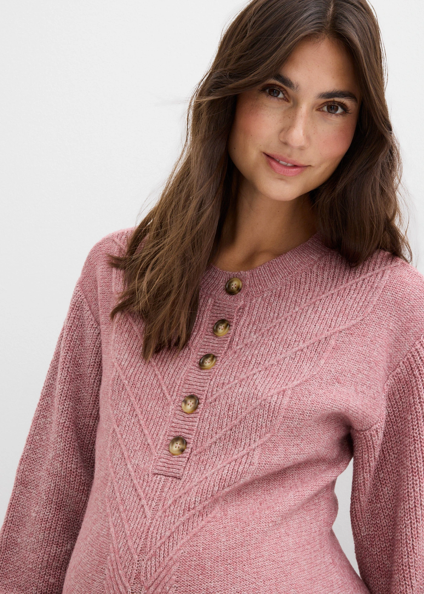 Těhotenské  a kojicí pletené šaty s dlouhou knoflíkovou lištou • tmavĕ růžová • bonprix obchod