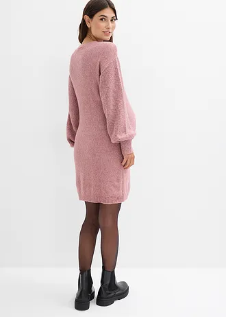 Těhotenské  a kojicí pletené šaty s dlouhou knoflíkovou lištou • tmavĕ růžová • bonprix obchod