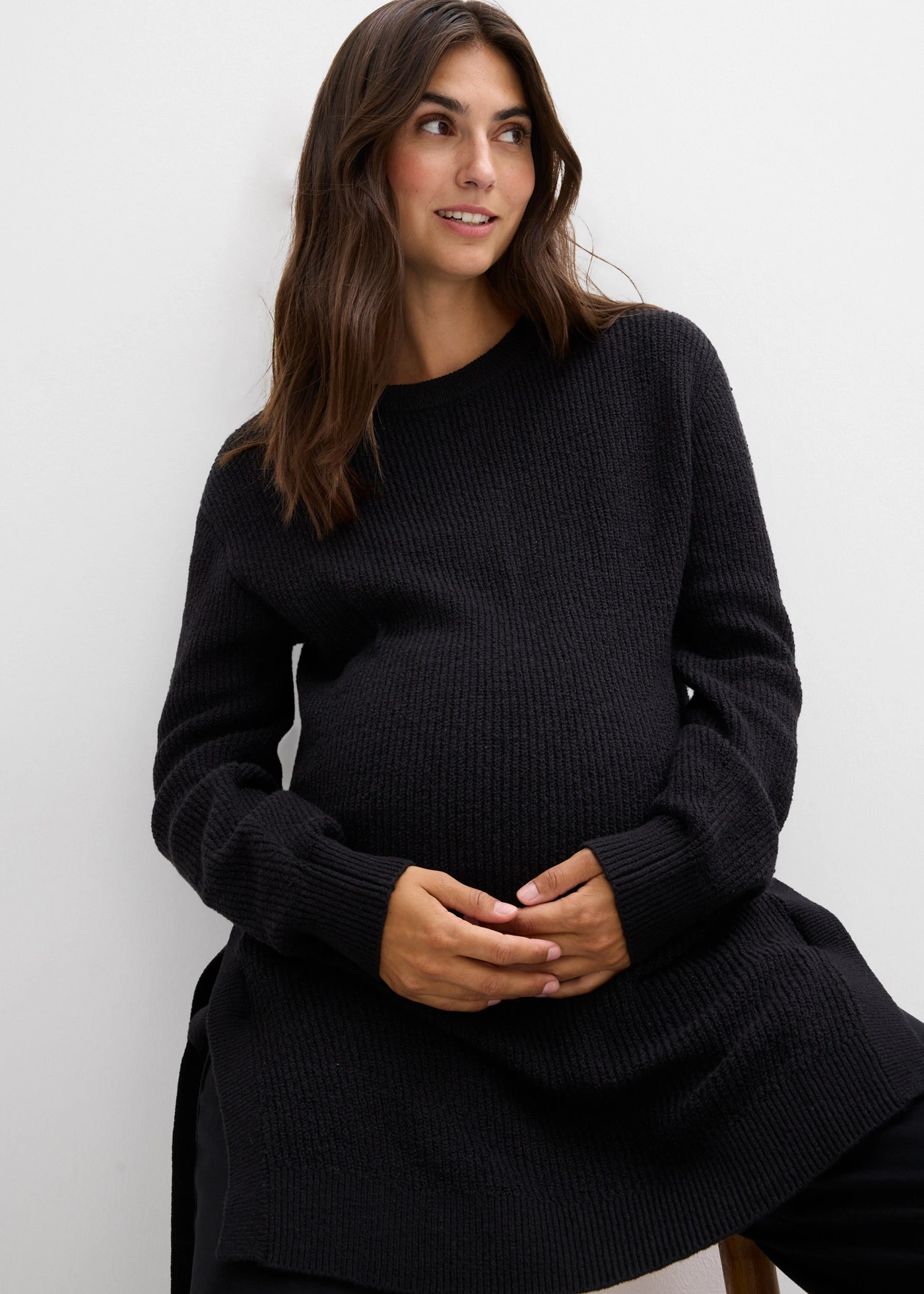 Zwangerschaps- en borstvoedingstrui van katoen met wol • zwart • bonprix online shop