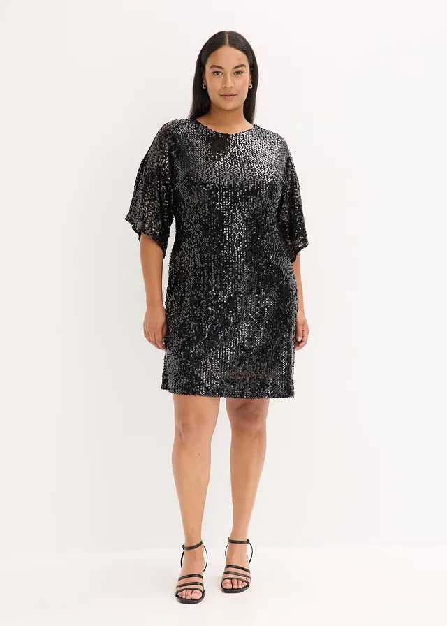 Robe oversize à sequins, Couleur: noir