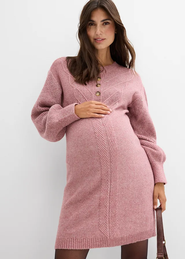 Zwangerschapsjurk/voedingsjurk met lange knoopsluiting • donkerroze • product-page.page-title-suffix