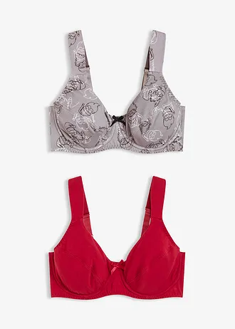 Podprsenka s kosticami (2 ks), s bio bavlnou, farba: čierna/sivá potlačená + orčer