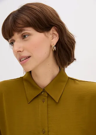 Chemisier fluide en satin • vert gui • Boutique bonprix