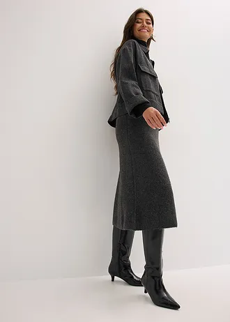 Gebreide midi rok • antraciet gemêleerd • bonprix online shop