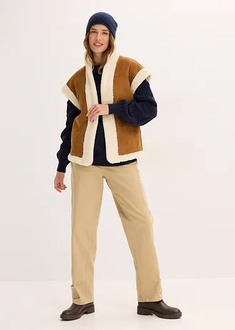 Oversized trui met kabelpatroon, Kleur: inktblauw