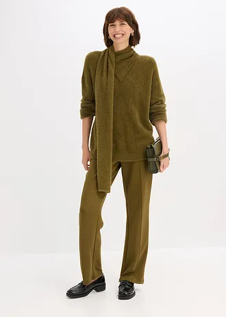 Oversize svetr s šálou • zemitá olivová • bonprix obchod