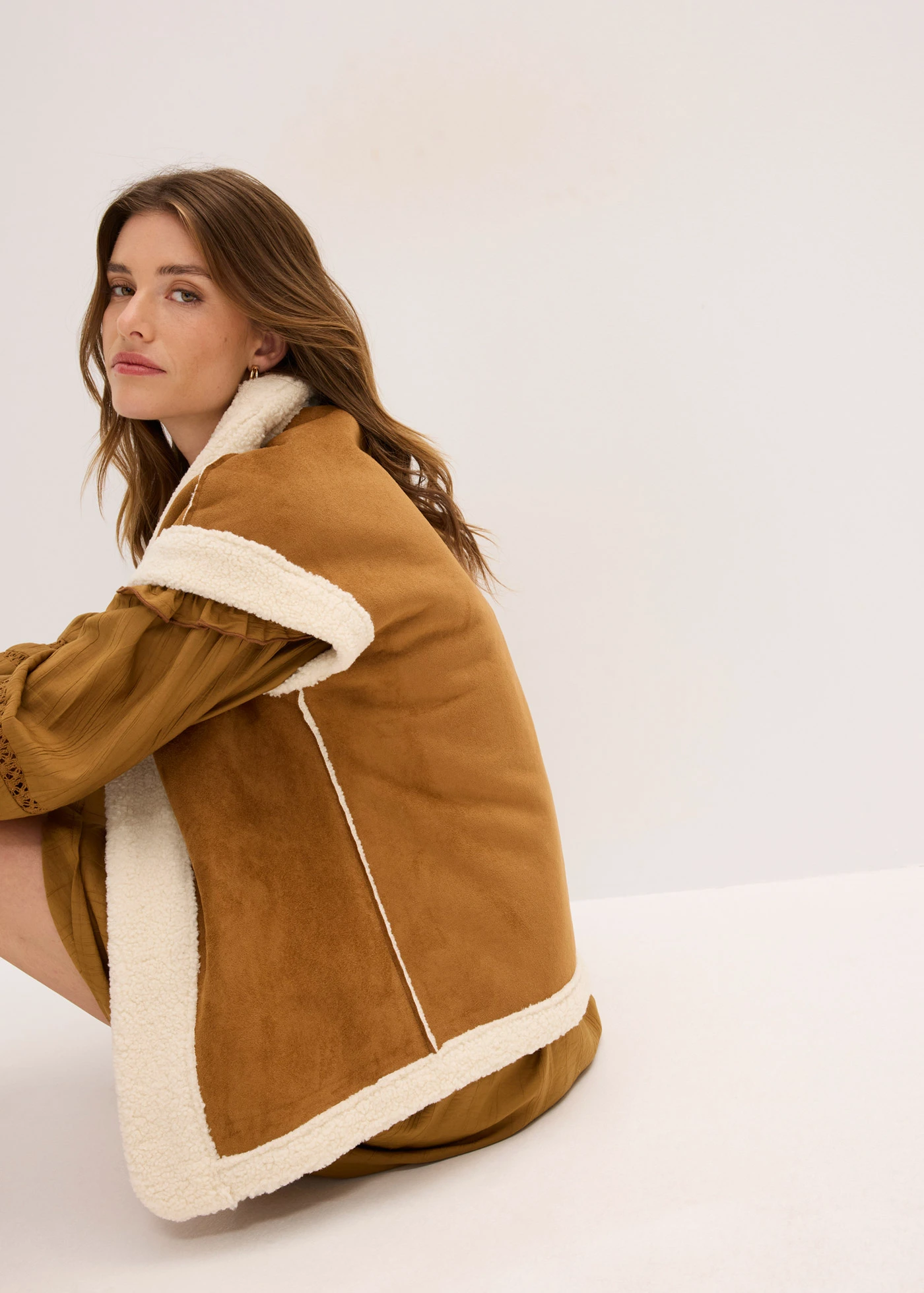 Gilet van imitatiebont • cognac/ecru • bonprix online shop