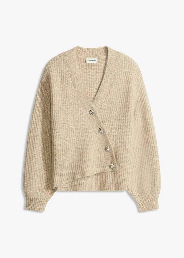 Gilet doux en grosse maille de laine mélangée