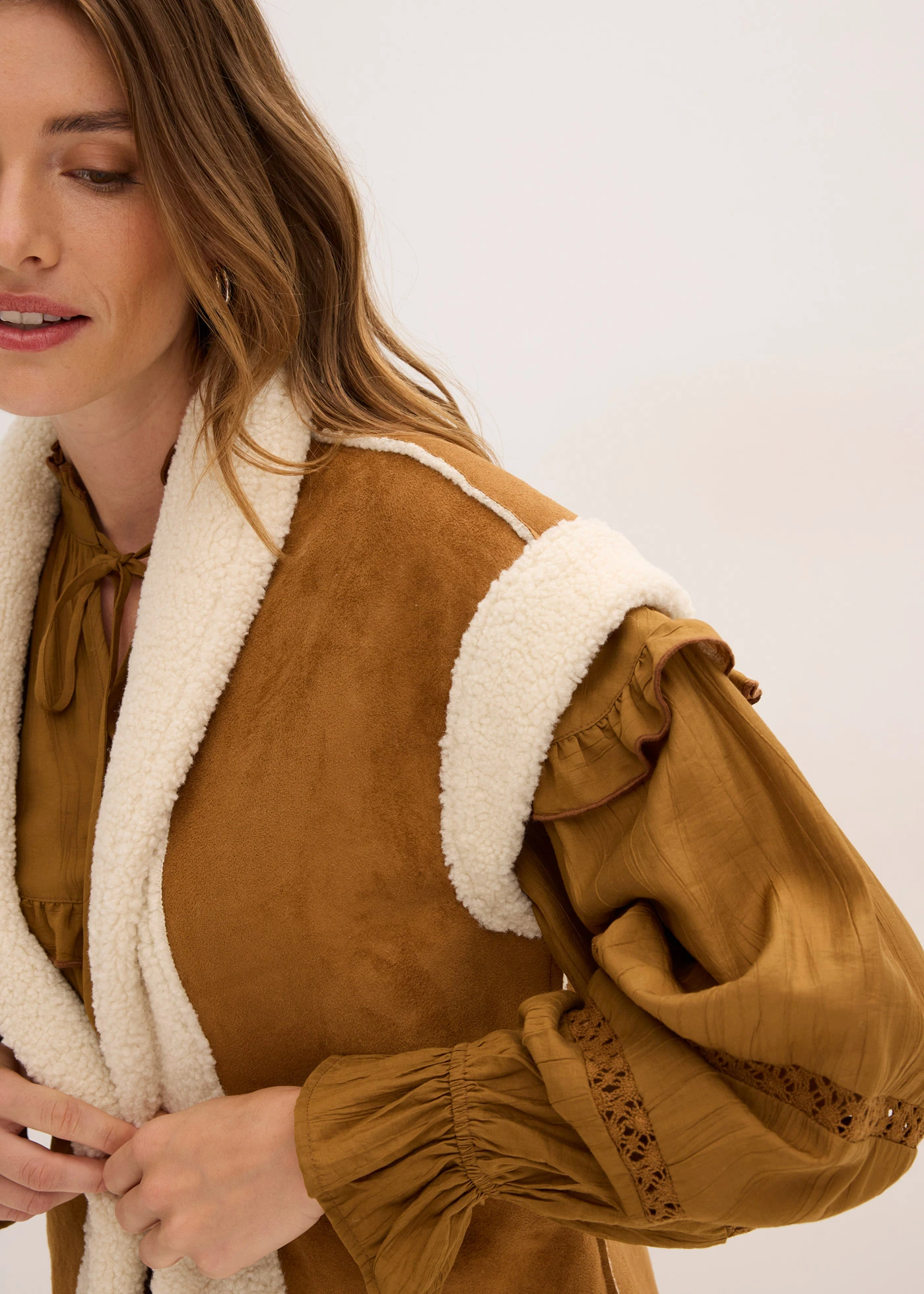 Gilet van imitatiebont • cognac/ecru • bonprix online shop