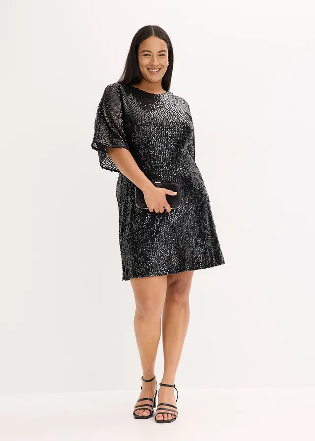 Robe oversize à sequins, Couleur: noir