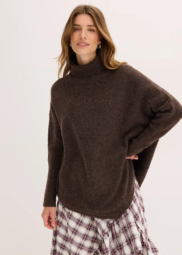 Oversized poncho trui • donkerbruin • product-page.page-title-suffix